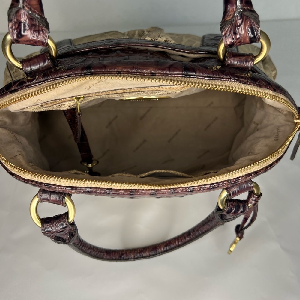 Rare Brahmin Louise Rose Satchel and Wallet Set Snake Croc Embossed Leather - Picture 11 of 15